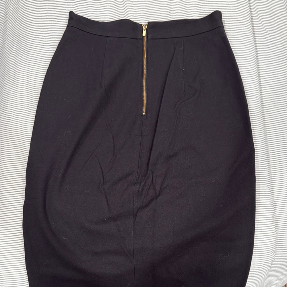 Banana Republic Black with Gold Zipper Knee-Length Pencil Skirt